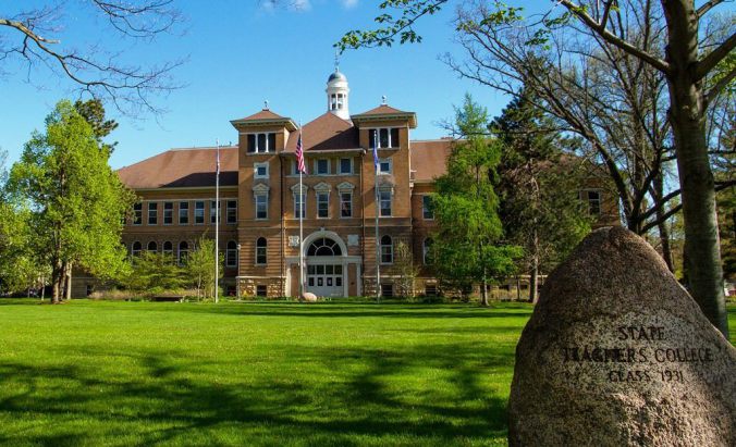 UWSP main building in spring